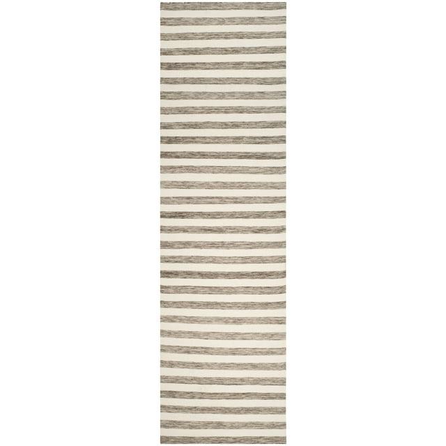 Dhurries DHU575 Hand Woven Flat Weave Runner Rug  Brown / Ivory 2'-6" X 10' - Safavieh.