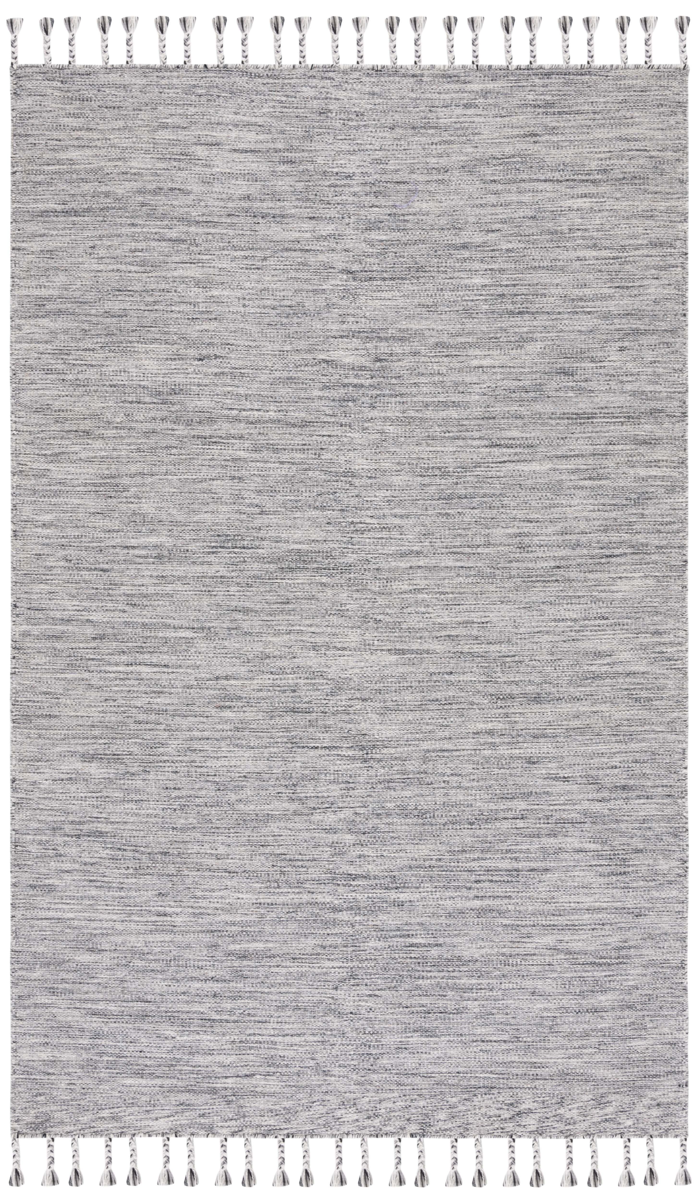 Dhurries DHU801 Hand Loomed Area Rug - Dark Grey/Beige - 4'x6' - Safavieh.