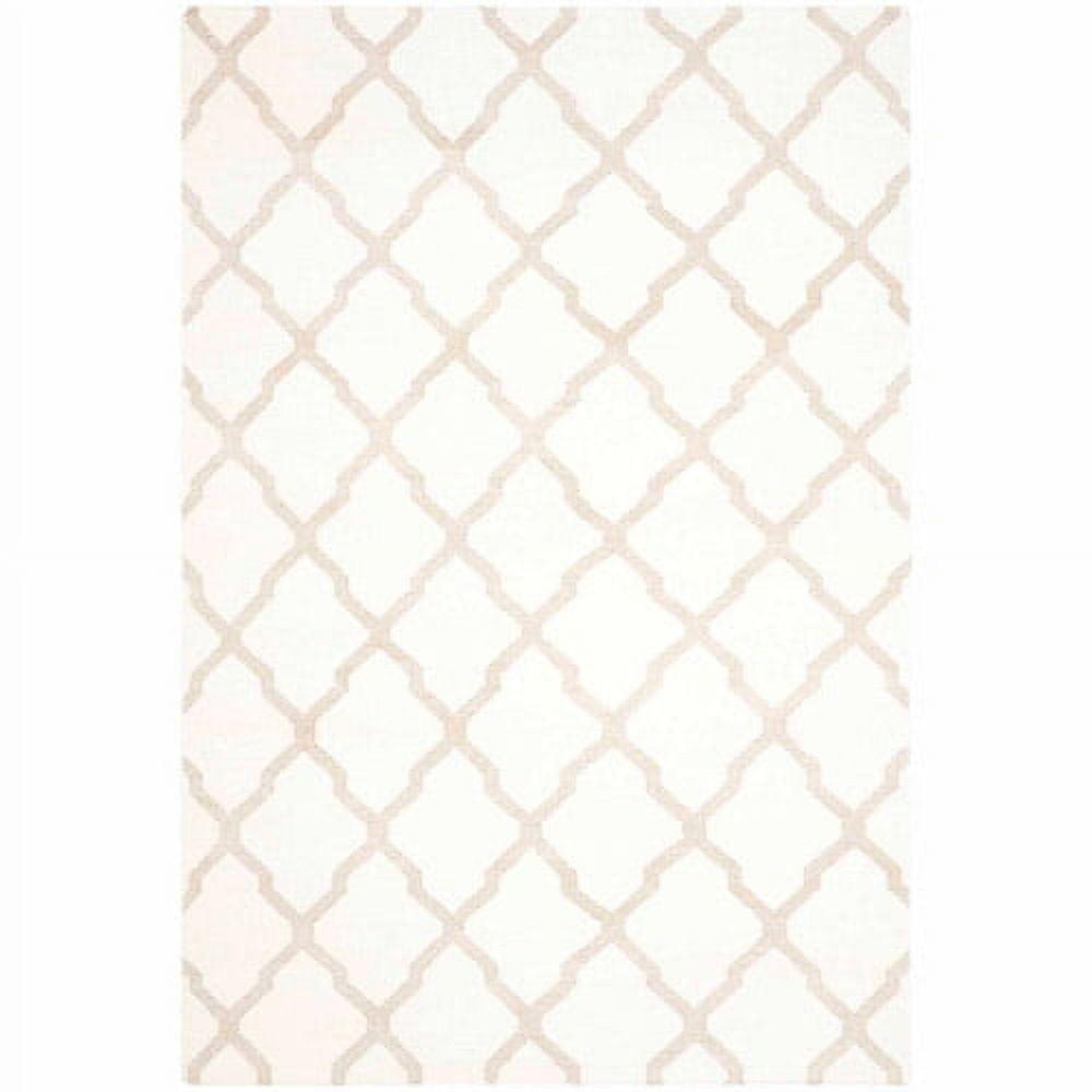 Dhurries DHU645 Hand Woven Flat Weave Indoor Area Rug - Ivory/Camel - 5'x8' - Safavieh