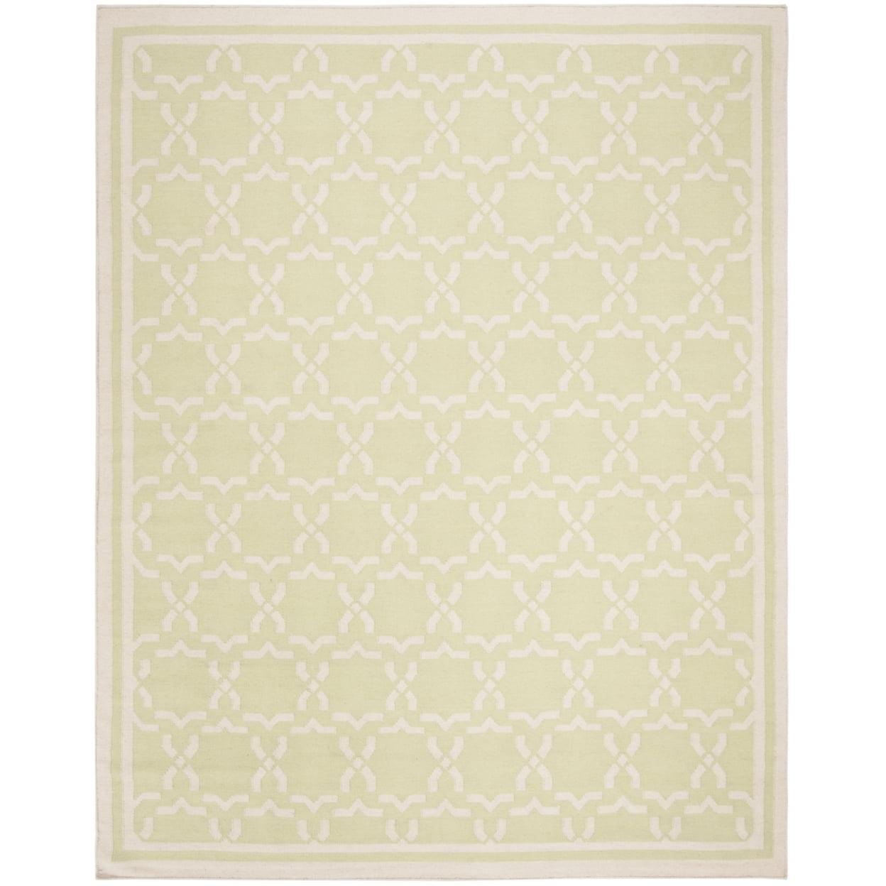 SAFAVIEH Dhurries Myles Geometric Area Rug, Light Green/Ivory, 6' x 6' Square