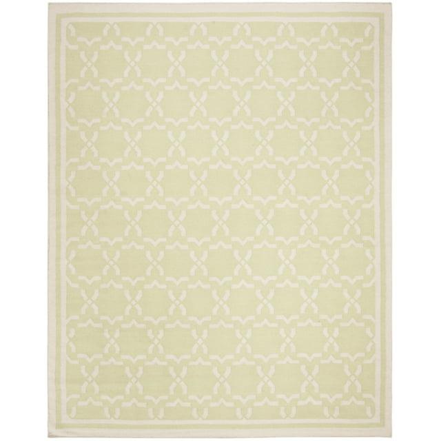 SAFAVIEH Dhurries Myles Geometric Area Rug, Light Green/Ivory, 6' x 6' Square