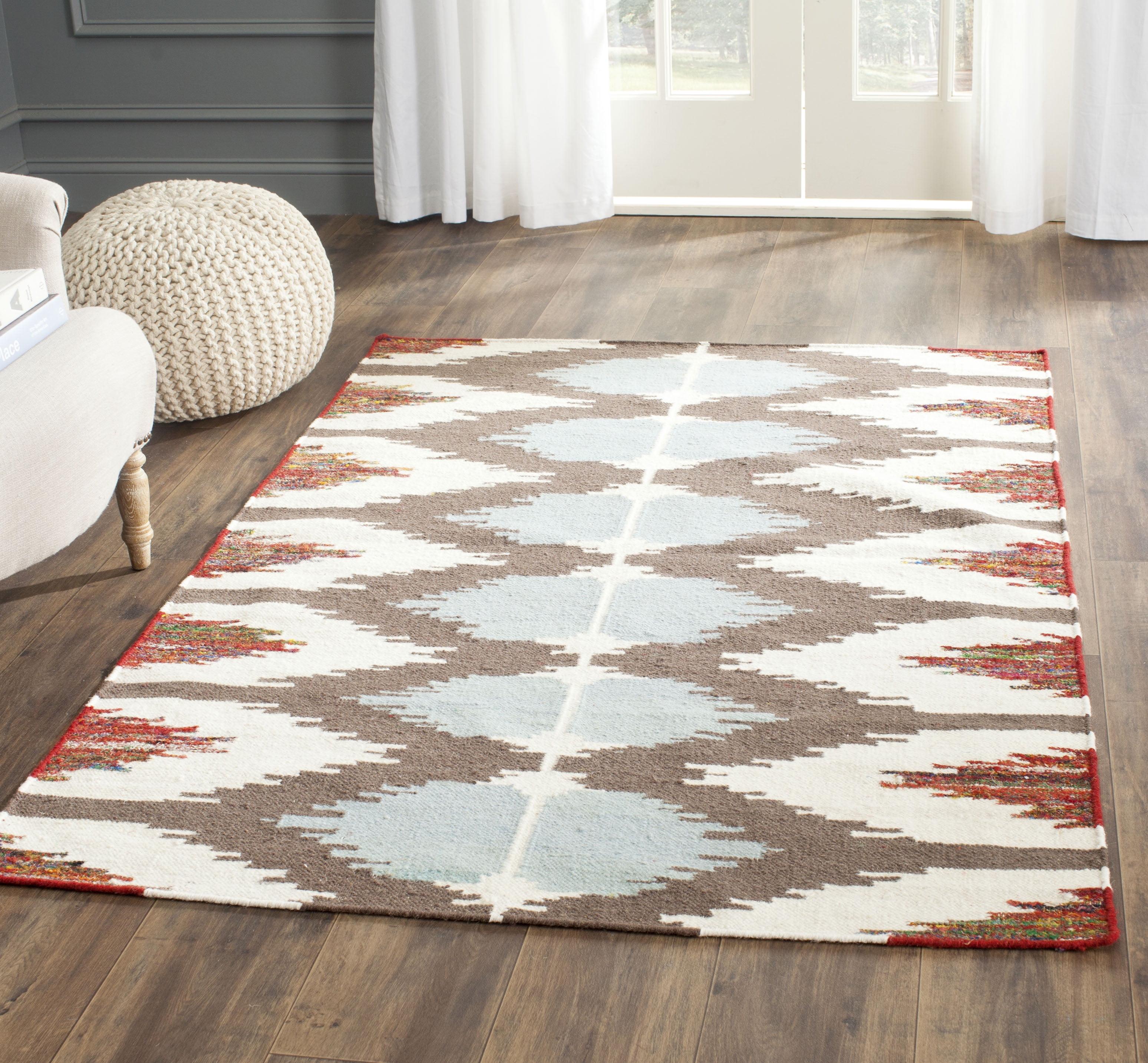 Dhurries DHU647 Hand Woven Flat Weave Indoor Area Rug - Multi - 6'x6' - Safavieh