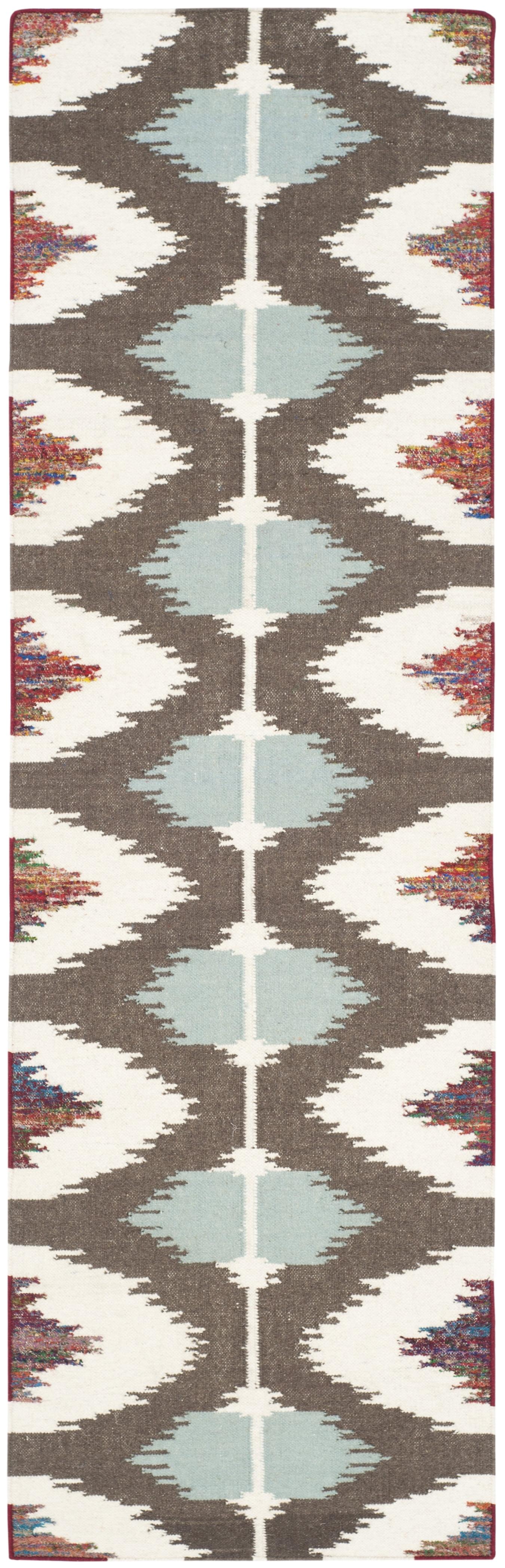 Dhurries DHU647 Hand Woven Flat Weave Indoor Runner - Multi - 2'6"x8' - Safavieh