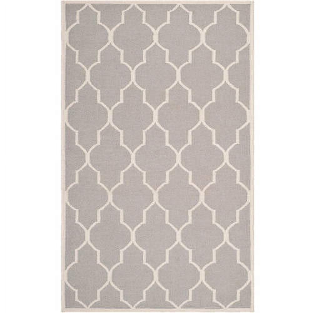 Dhurries DHU632 Hand Woven Area Rug - Dark Grey/Ivory - 5'x8' - Safavieh.