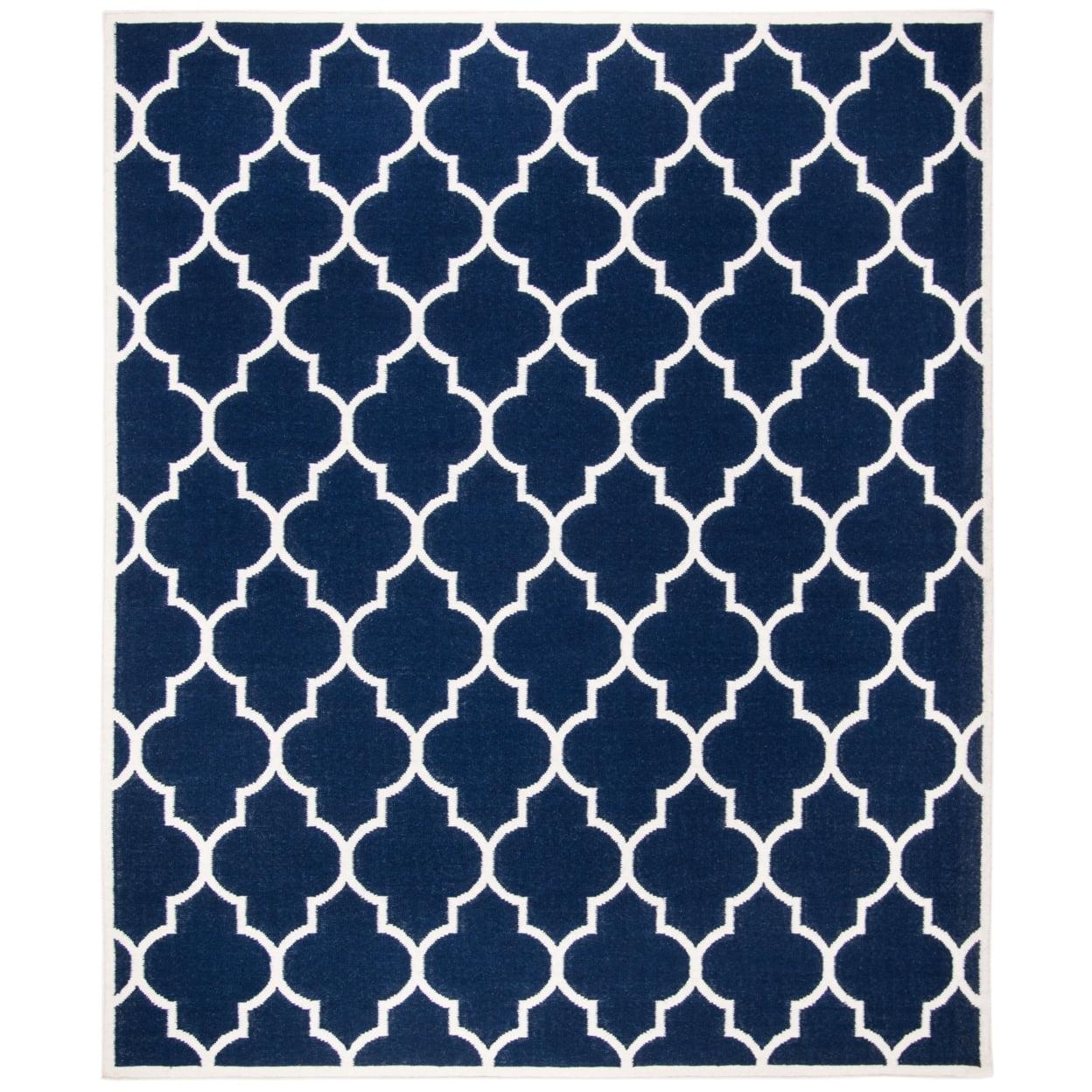 Dhurries DHU632 Hand Woven Area Rug - Navy/Ivory - 6'x9' - Safavieh.