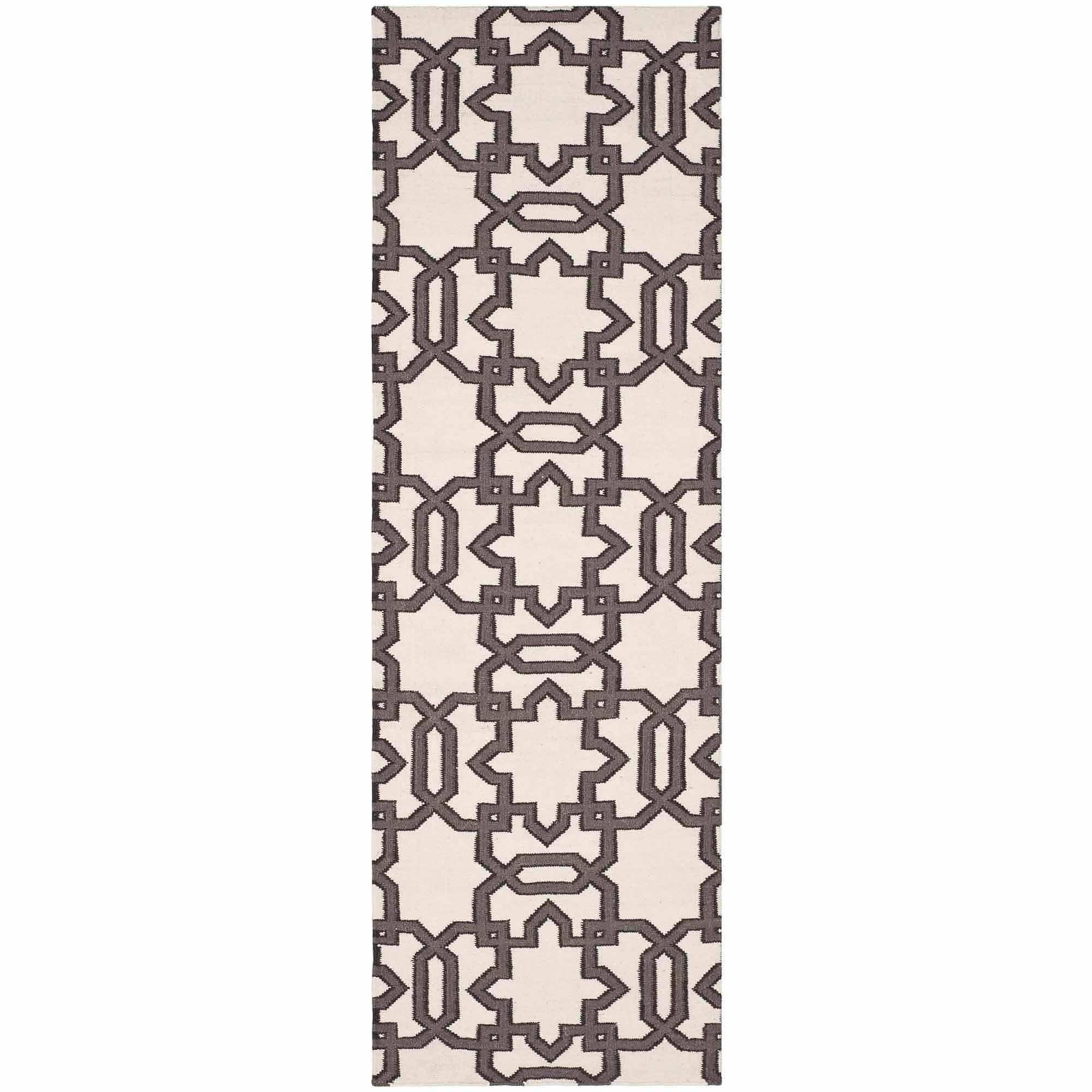 Amelah Hand Woven Flat Weave Wool Geometric Rug