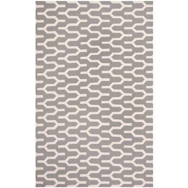 Dhurries DHU630 Hand Woven Area Rug - Silver/Ivory - 6'x9' - Safavieh.