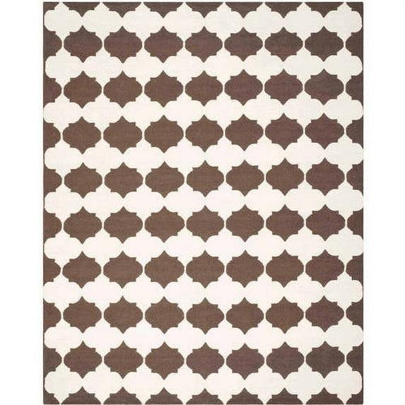 Dhurries DHU624 Hand Woven Area Rug - Brown/Ivory - 8'x10' - Safavieh.