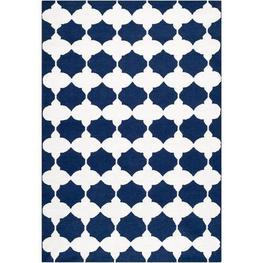 Dhurries DHU624 Hand Woven Area Rug - Navy/Ivory - 5'x8' - Safavieh.