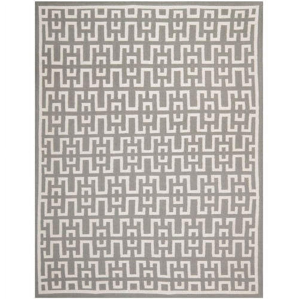 SAFAVIEH Dhurries Waverly Geometric Area Rug, Soft Grey/Ivory, 9' x 12'