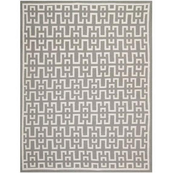 SAFAVIEH Dhurries Waverly Geometric Area Rug, Soft Grey/Ivory, 9' x 12'