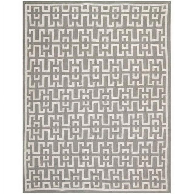SAFAVIEH Dhurries Waverly Geometric Area Rug, Soft Grey/Ivory, 9' x 12'