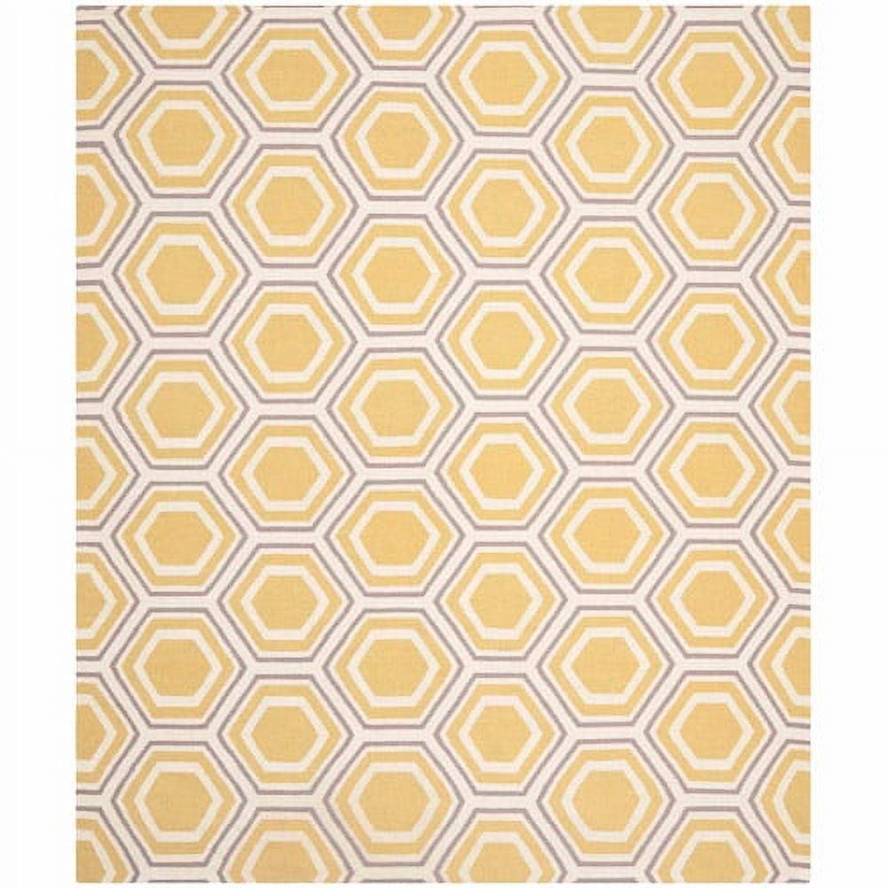 SAFAVIEH Dhurries Weldon Geometric Wool Area Rug, Ivory/Yellow, 6' x 9'