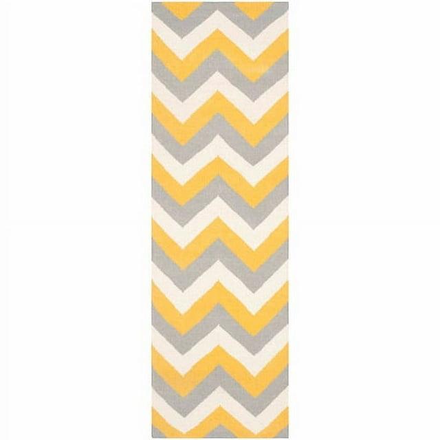 SAFAVIEH Dhurries Wenona Geometric Runner Rug, Gold/Grey, 2'6" x 8'