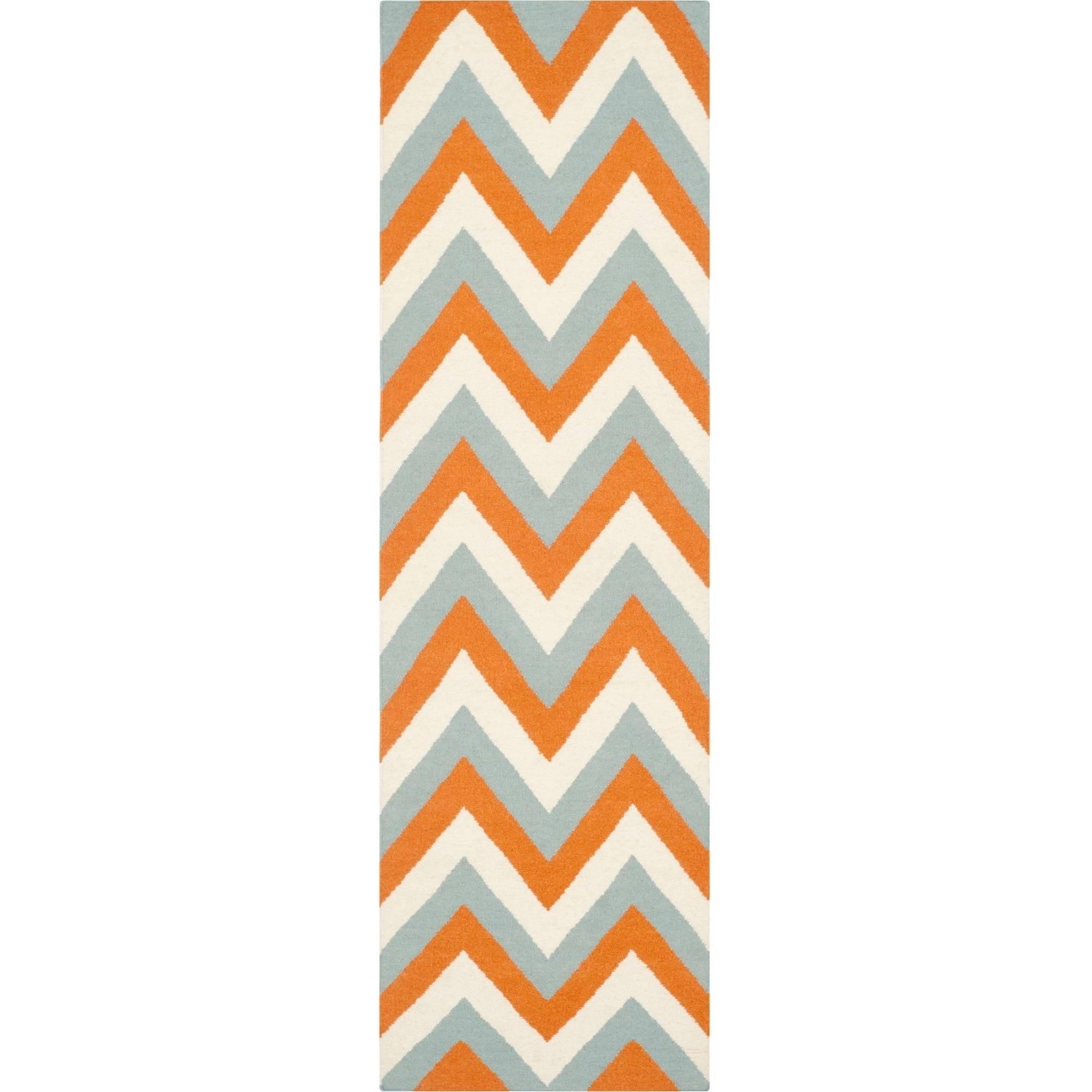 Safavieh Dhurries Hand Woven Flat Weave 80% Wool, 20% Cotton Chevron Rug