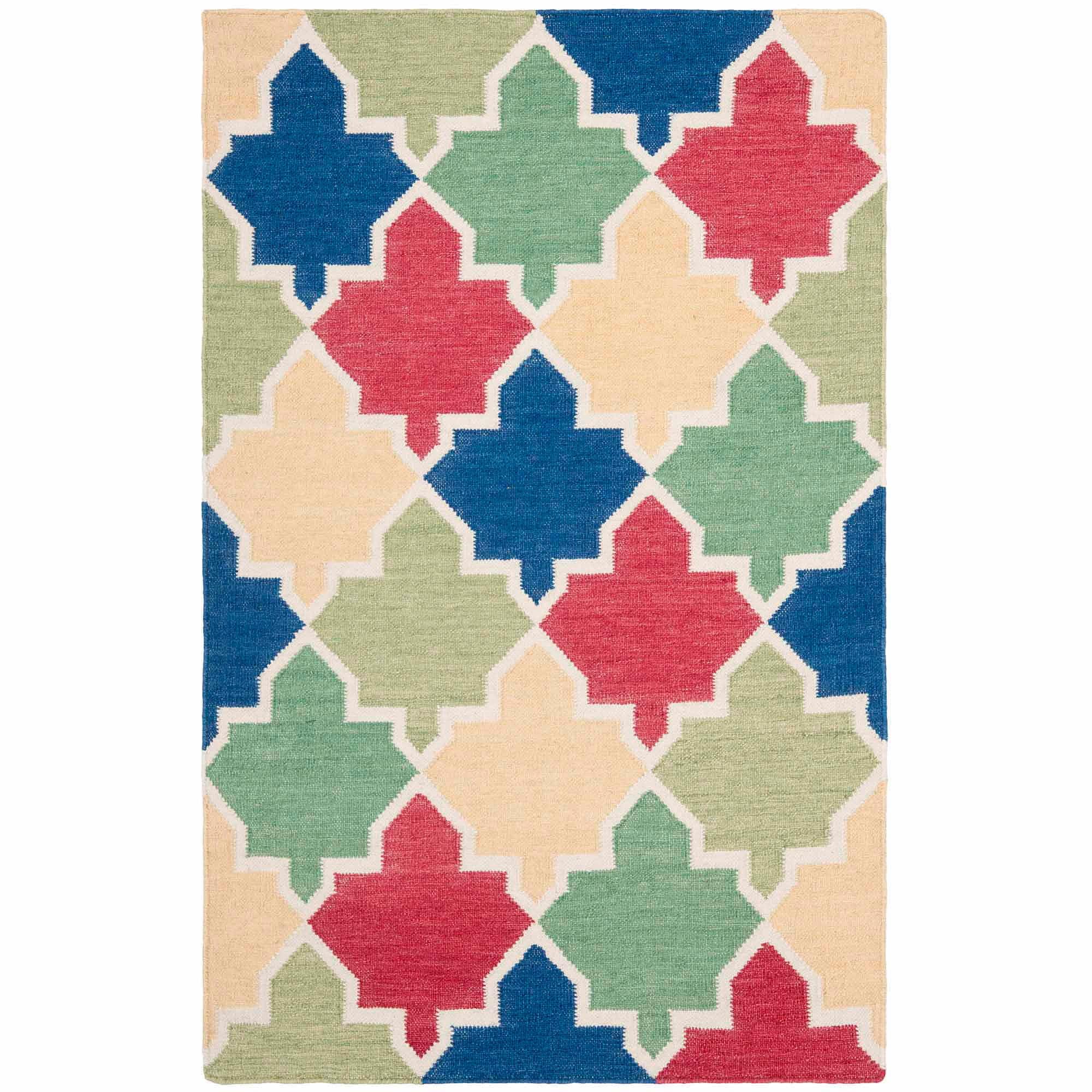 SAFAVIEH Dhurries Wystan Geometric Area Rug, Blue/Multi, 3' x 5'