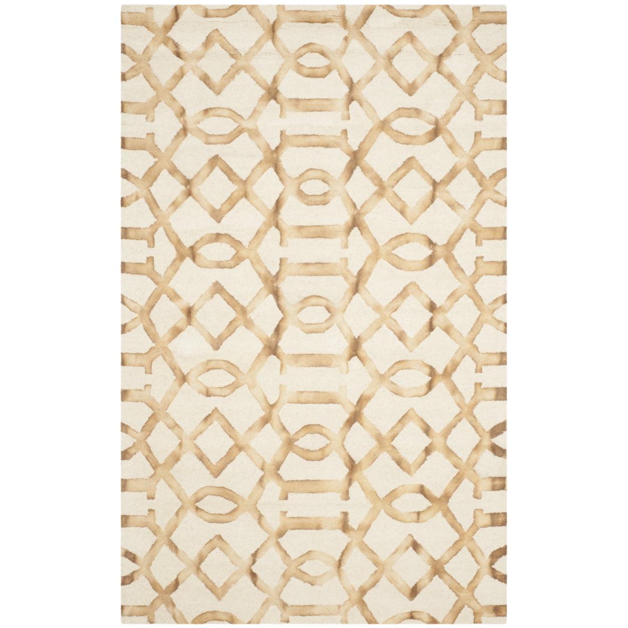 Hand-Tufted Ivory & Camel Wool Rectangular Area Rug, 5' x 8'