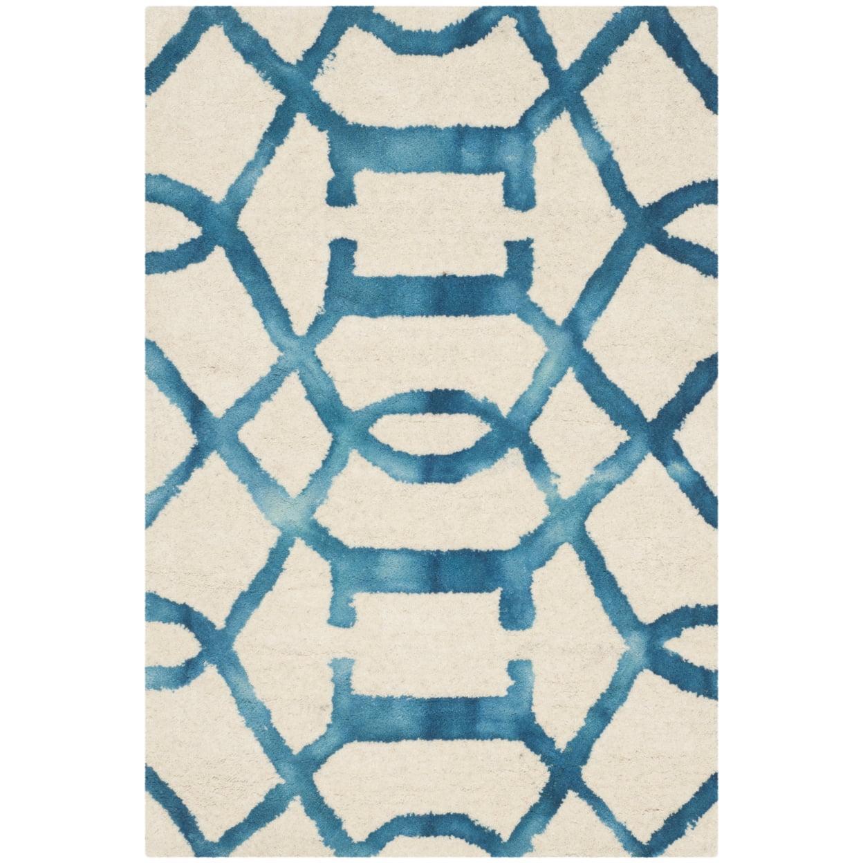 Ivory & Turquoise Woolen Bliss Round Hand-Tufted Rug