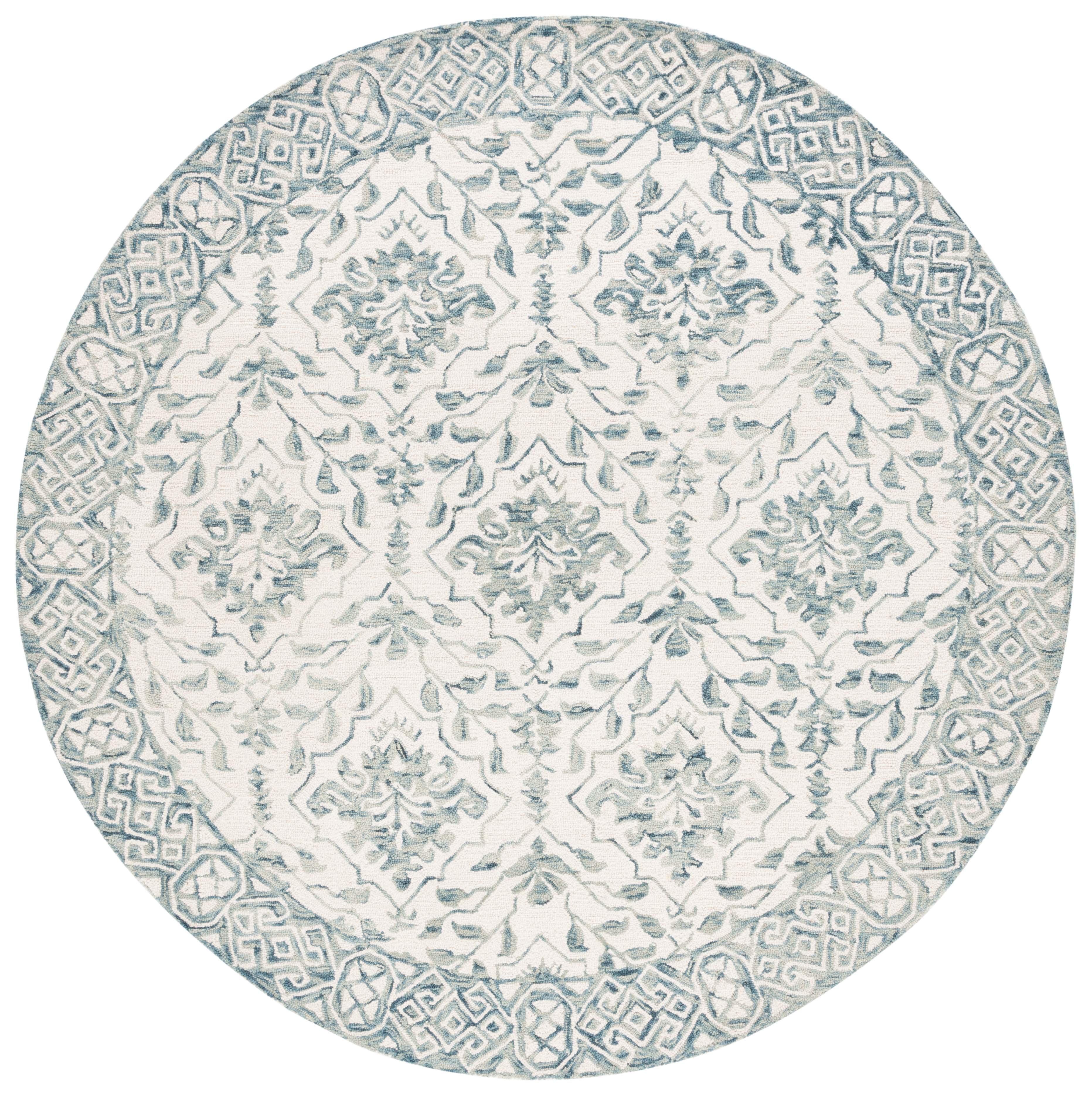 Dip Dye DDY901 Hand Tufted Indoor Accent Rug - Blue/Ivory - 3' Round - Safavieh