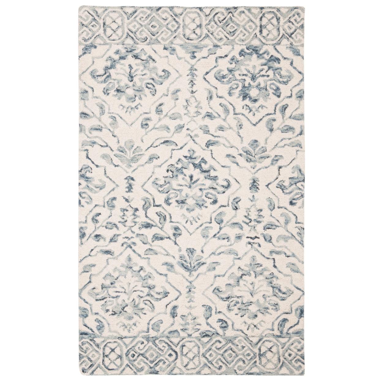 Blue and Ivory Hand-Tufted Wool Area Rug 3' x 5'