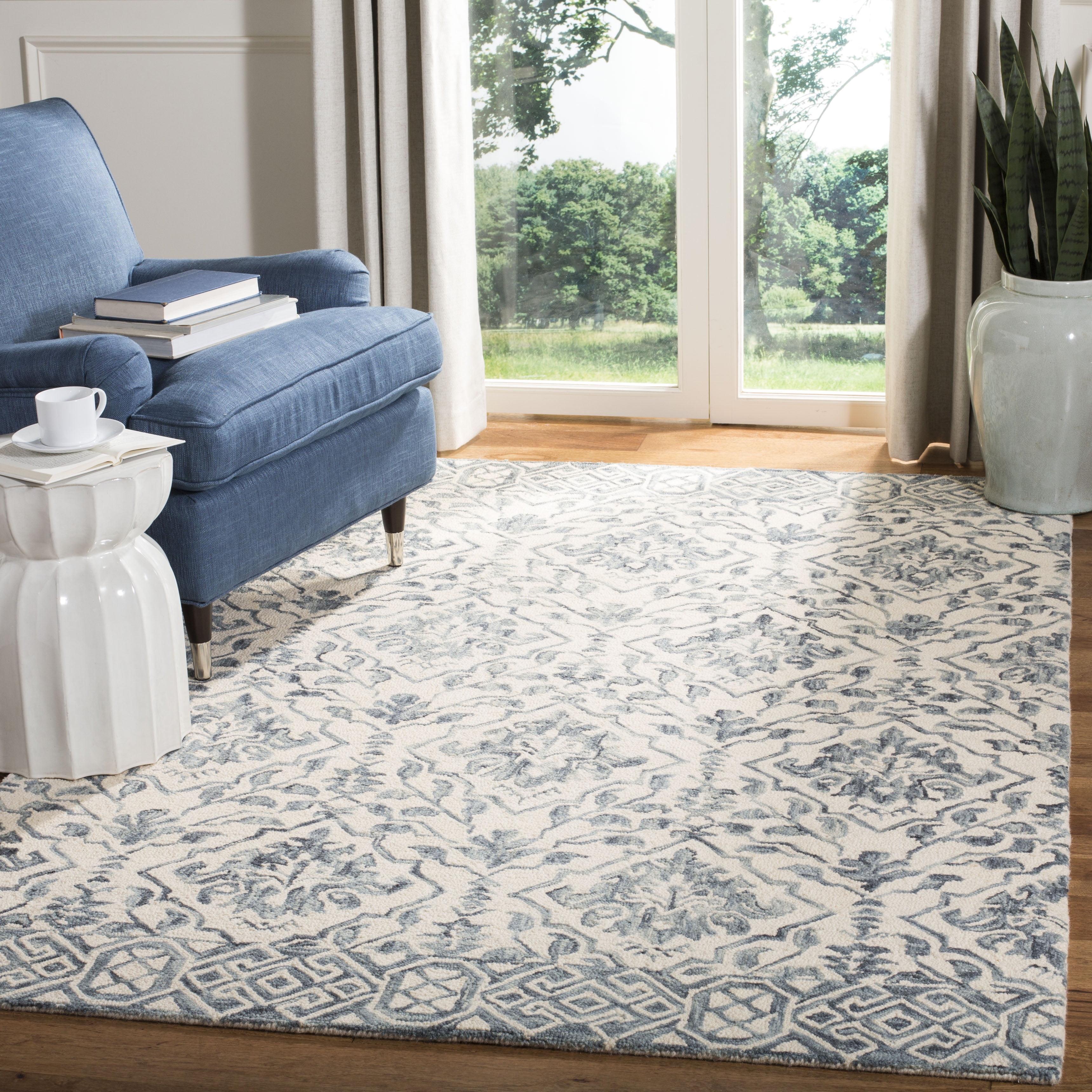 Pimentel Hand-Tufted Wool Blue/Ivory Area Rug