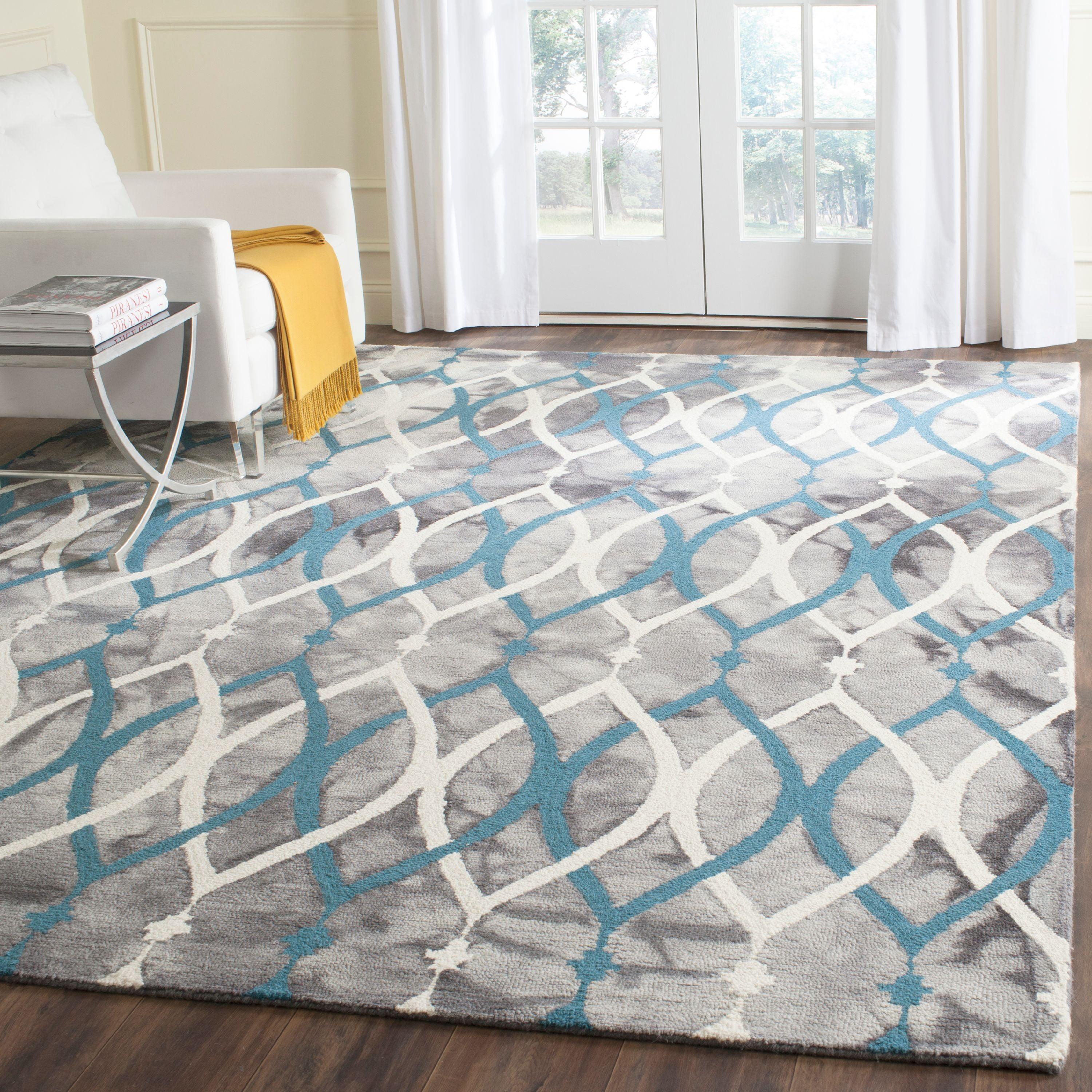 Dip Dye DDY534 Hand Tufted Area Rug - Grey/Ivory Blue - 7'x7' - Safavieh.