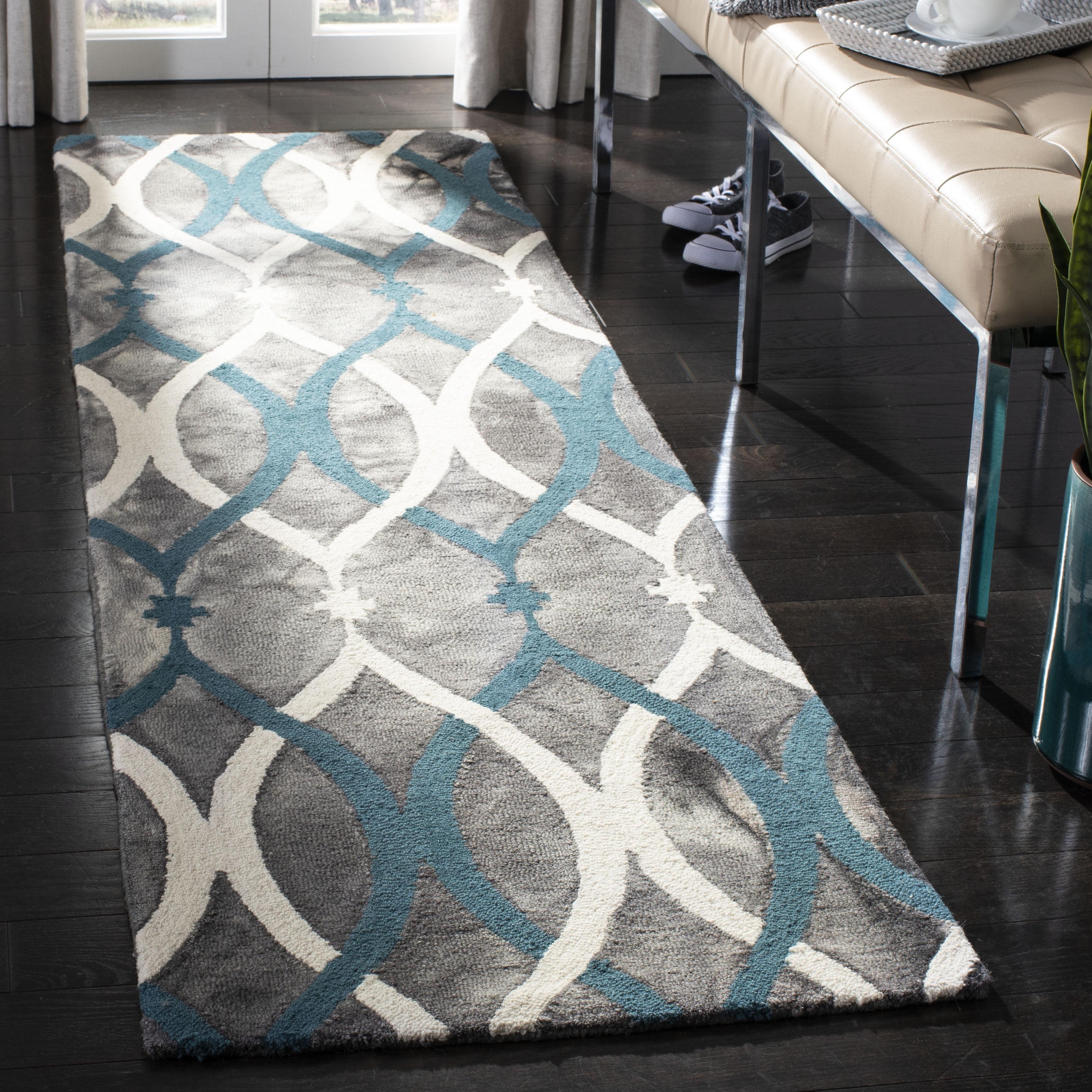 Dip Dye DDY534 Hand Tufted Runner Rug - Grey/Ivory Blue - 2'3"x14' - Safavieh.