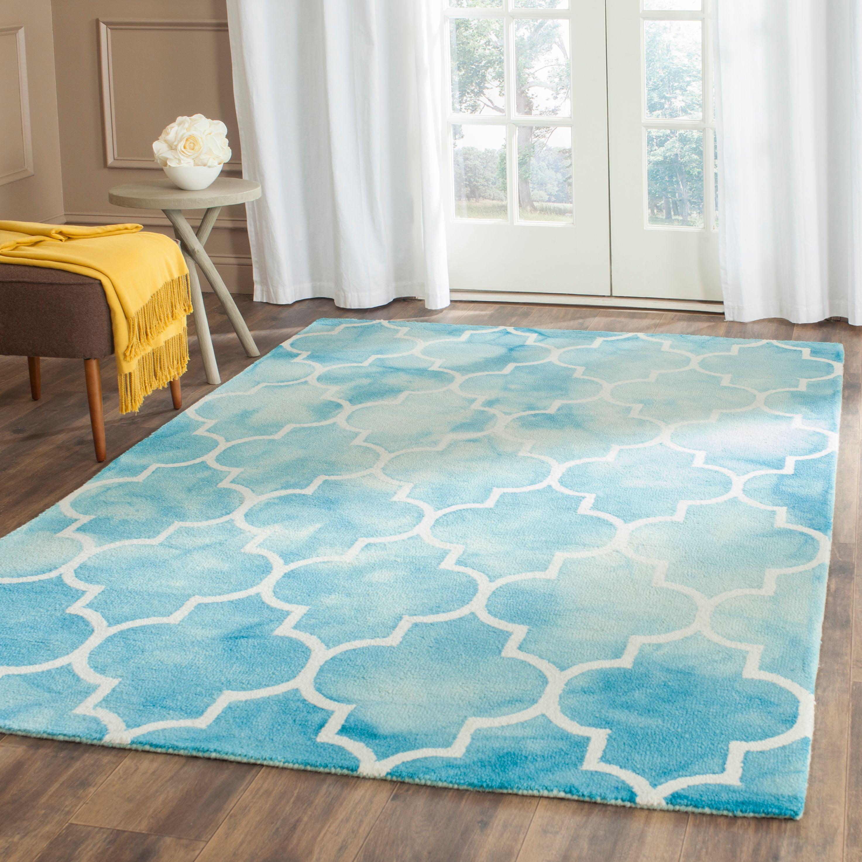 Dip Dye DDY535 Hand Tufted Area Rug - Turquoise/Ivory - 7'x7' - Safavieh.