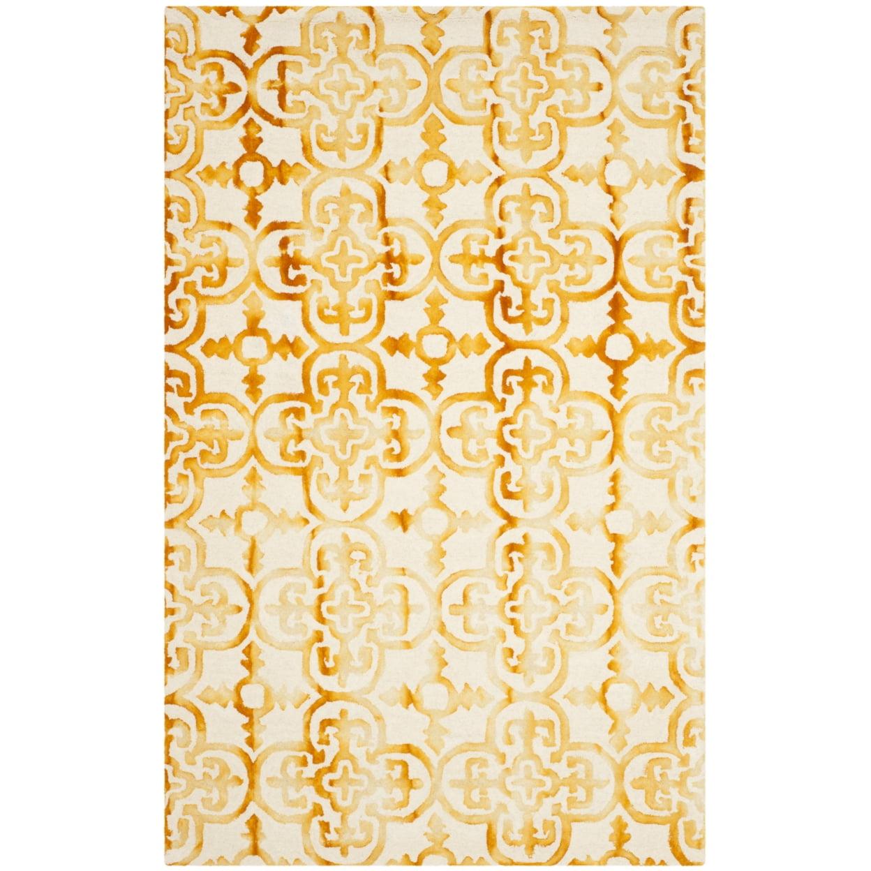 Ivory Gold Hand-Tufted Wool Area Rug 4' x 6'