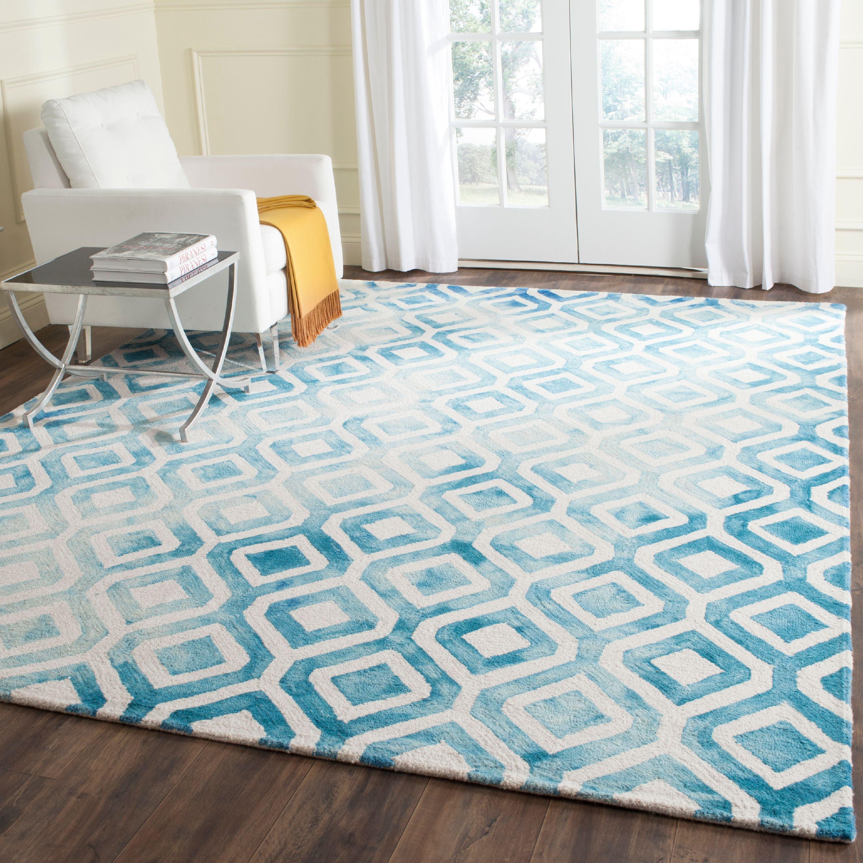 Dip Dye DDY679 Hand Tufted Indoor Area Rug - Ivory/Blue - 9'x12' - Safavieh