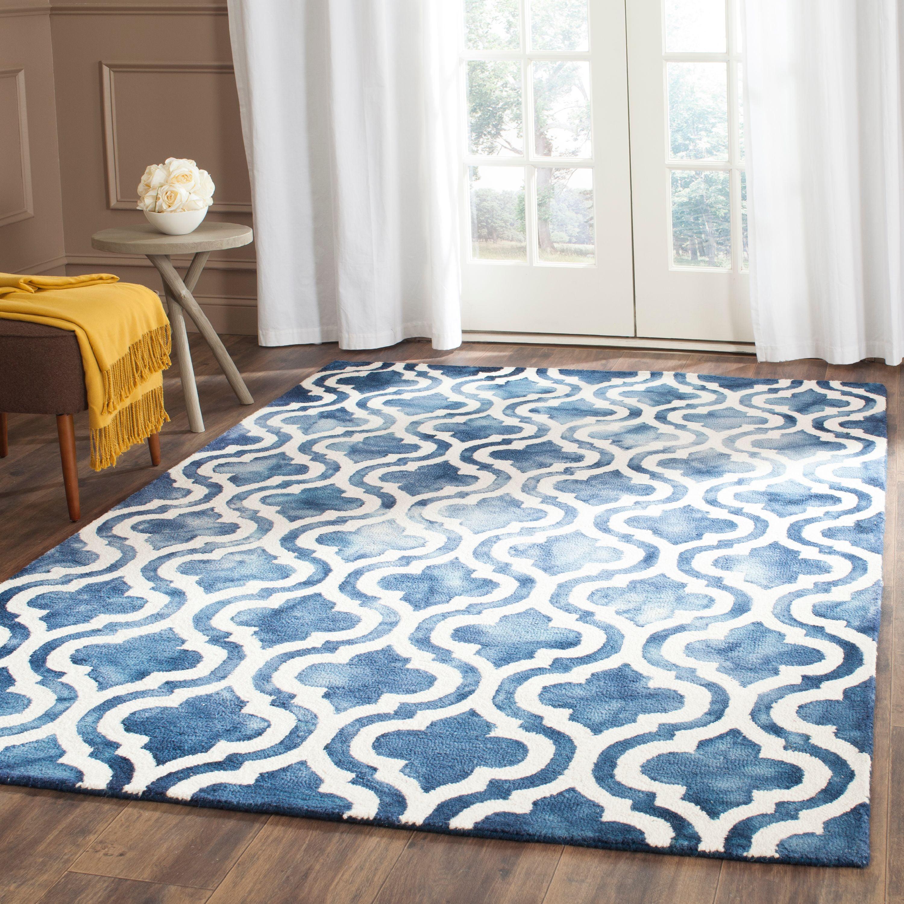 Dip Dye DDY537 Hand Tufted Indoor Area Rug - Navy/Ivory - 7'x7' - Safavieh