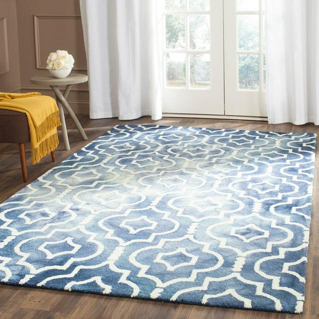 SAFAVIEH Dip Dye Lairos Distressed Wool Area Rug, Navy/Ivory, 9' x 12'