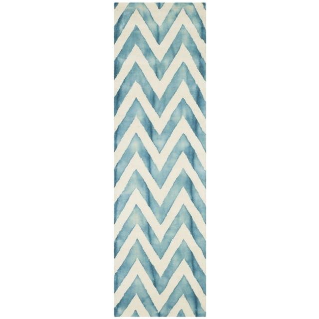 Dip Dye DDY715 Hand Tufted Runner Rug - Ivory/Turquoise - 2'3"x6' - Safavieh.