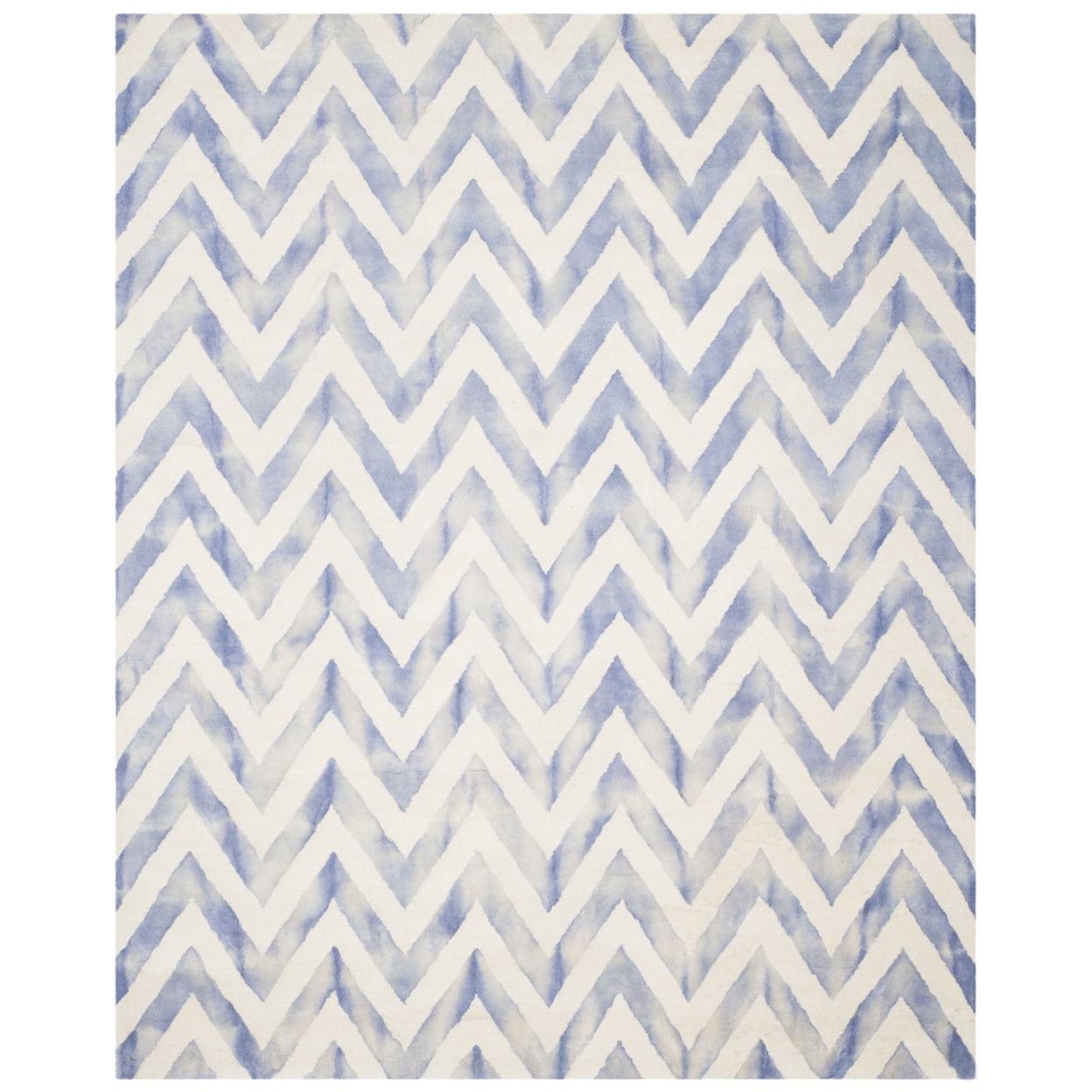 Ivory & Blue Hand-Tufted Wool Rectangular Area Rug, 2' x 3'