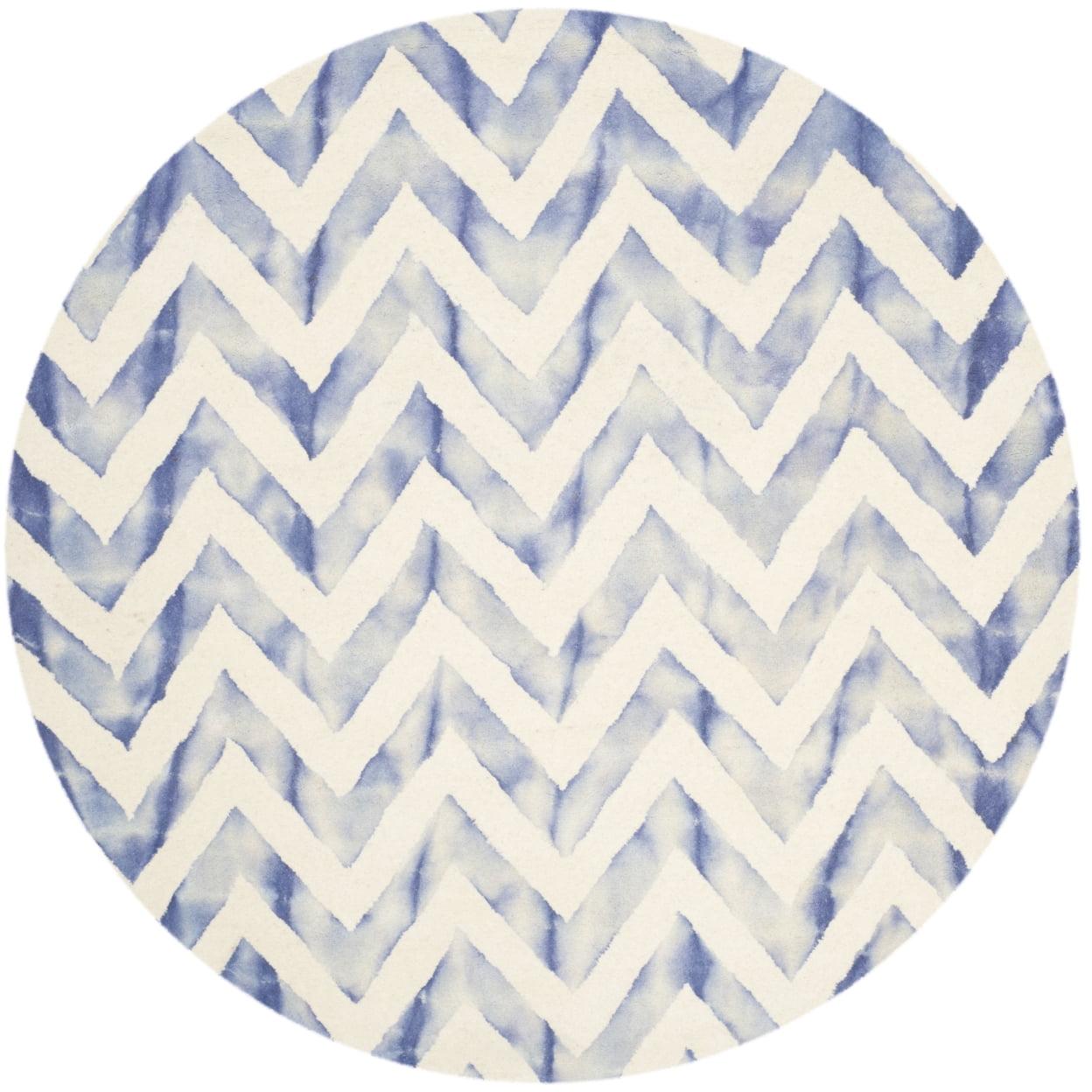 Dip Dye DDY715 Hand Tufted Area Rug - Ivory/Blue - 7' round - Safavieh.