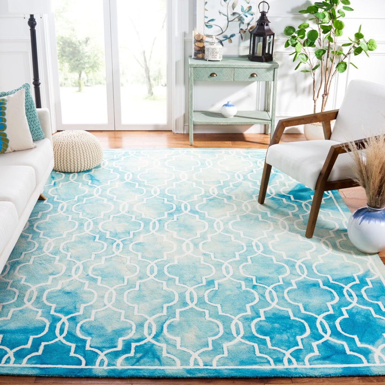 Dip Dye DDY539 Hand Tufted Indoor Accent Rug - Turquoise/Ivory - 2'6"x4' - Safavieh