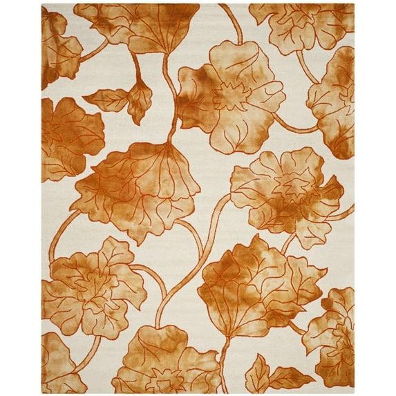 SAFAVIEH Dip Dye Lilibeth Distressed Area Rug, Ivory/Orange, 8' x 10'