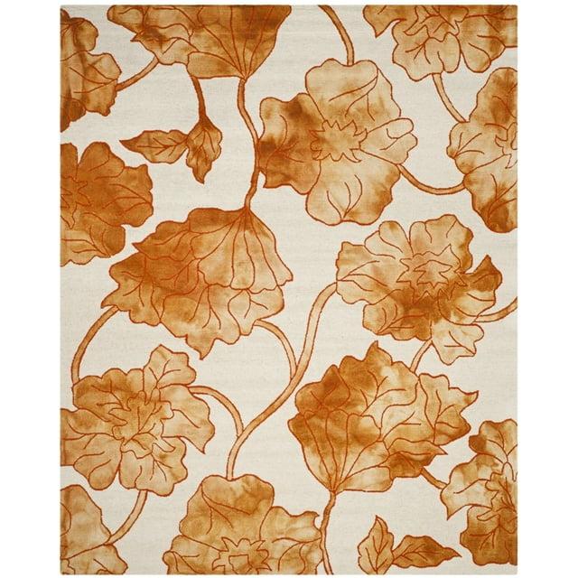 SAFAVIEH Dip Dye Lilibeth Distressed Area Rug, Ivory/Orange, 8' x 10'
