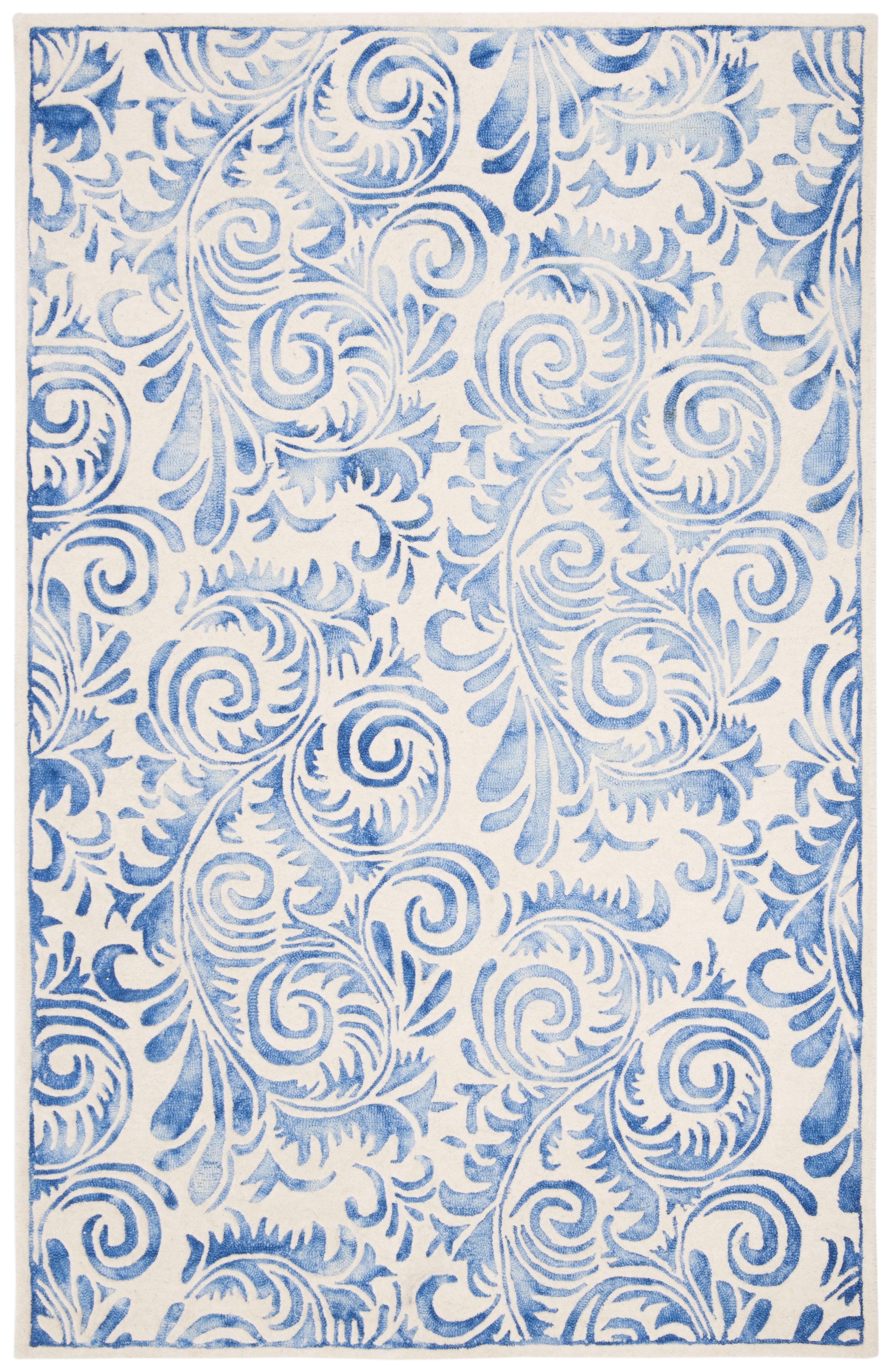 Blue and Ivory Hand-Tufted Wool 8' x 10' Area Rug