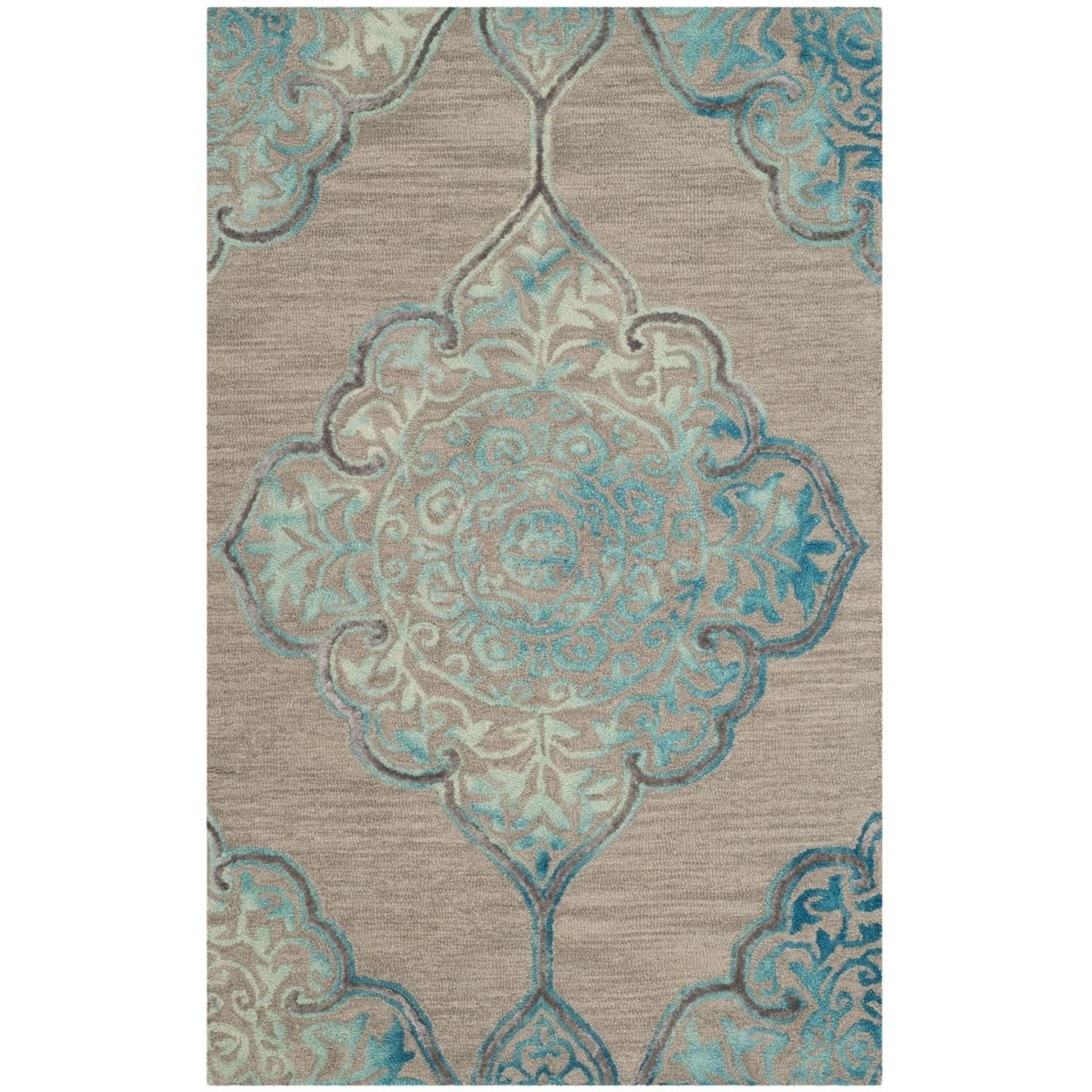 Dip Dye DDY510 Hand Tufted Indoor Accent Rug - Grey/Turquoise - 2'x3' - Safavieh