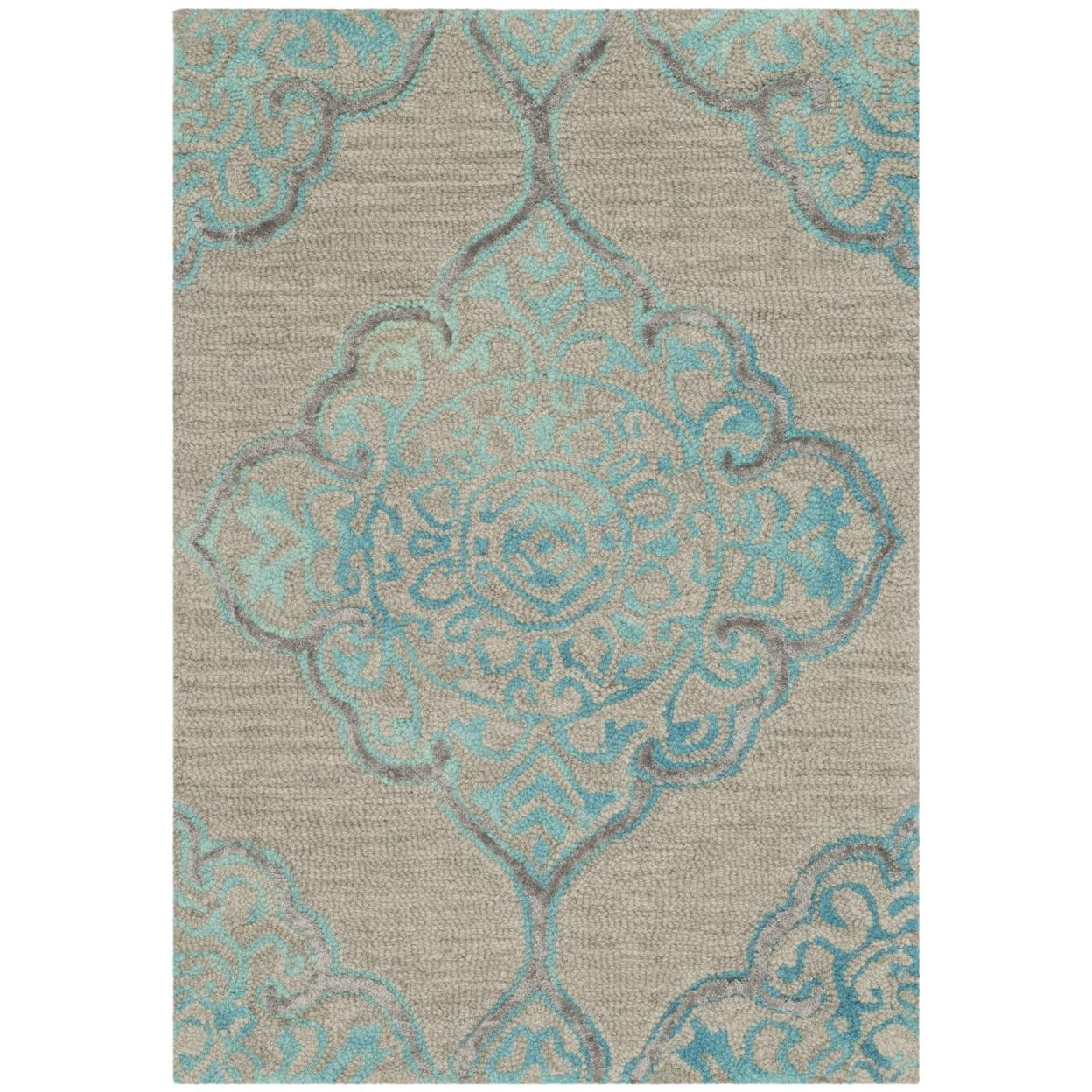 Dip Dye DDY510 Hand Tufted Indoor Accent Rug - Grey/Turquoise - 3'x5' - Safavieh
