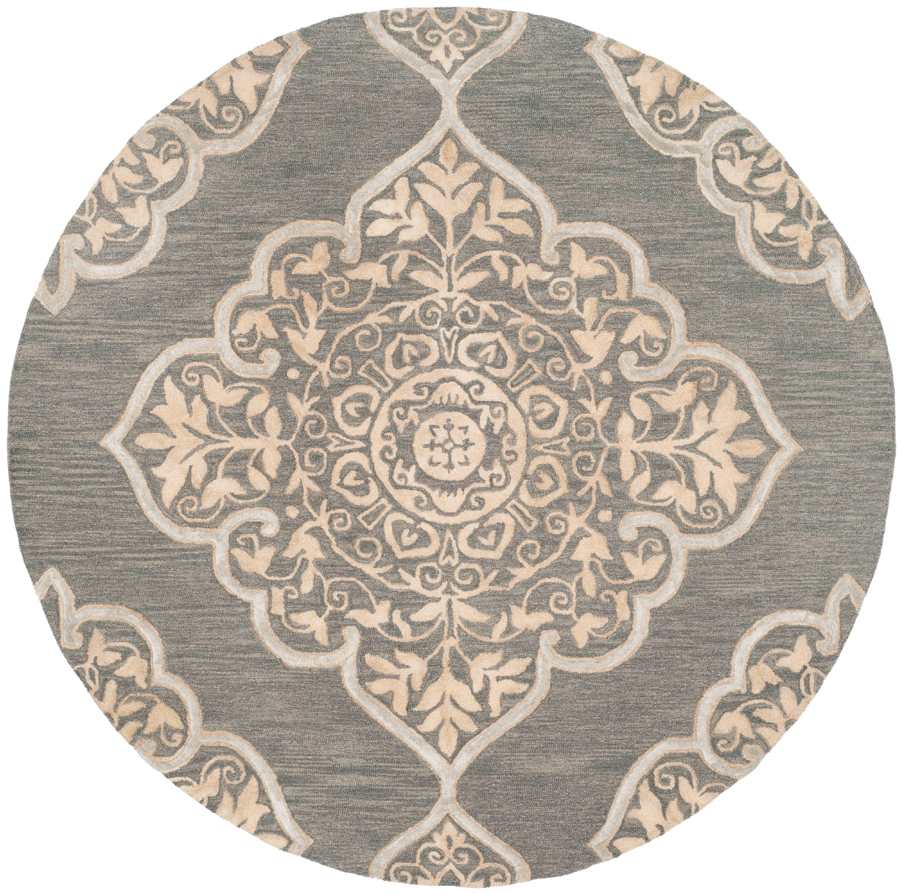 Dip Dye DDY510 Hand Tufted Indoor Area Rug - Slate/Beige - 7' Round - Safavieh