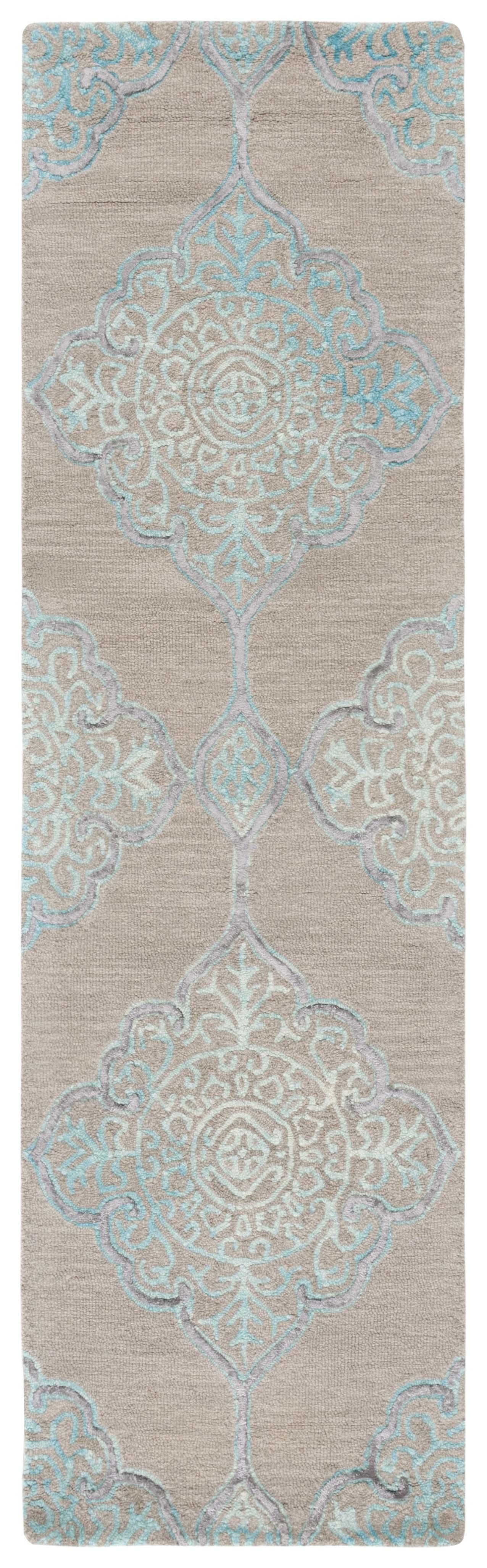 Dip Dye DDY510 Hand Tufted Indoor Runner - Grey/Turquoise - 2'3"x10' - Safavieh