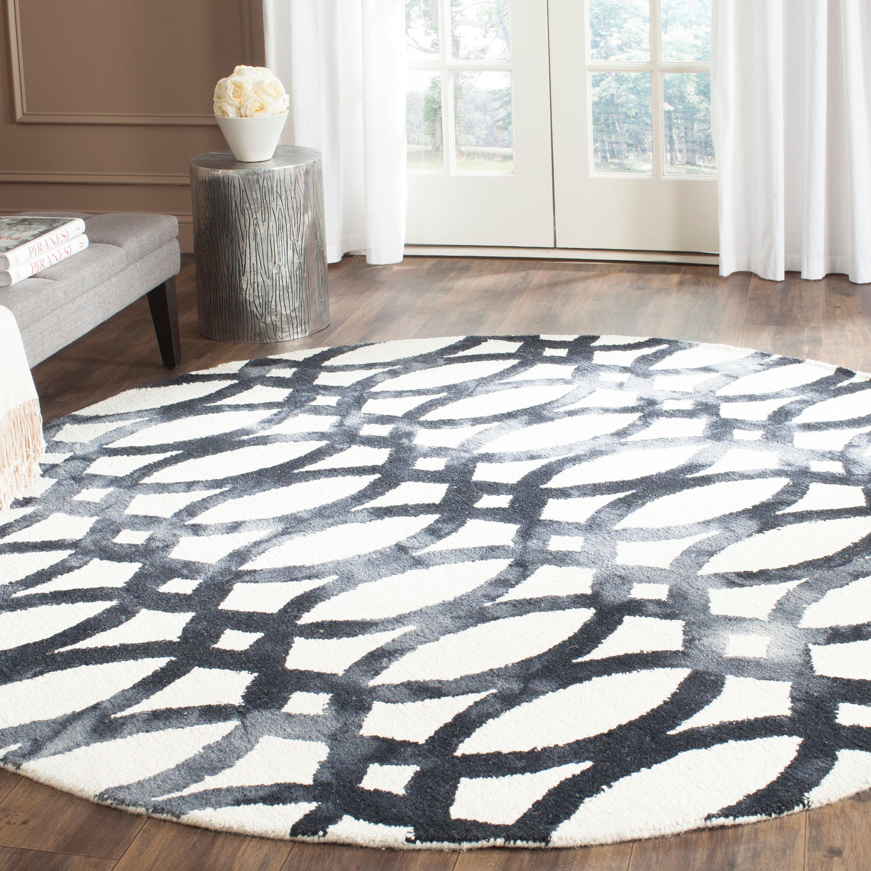 Dip Dye DDY675 Hand Tufted Area Rug - Ivory/Graphite - 7' round - Safavieh.