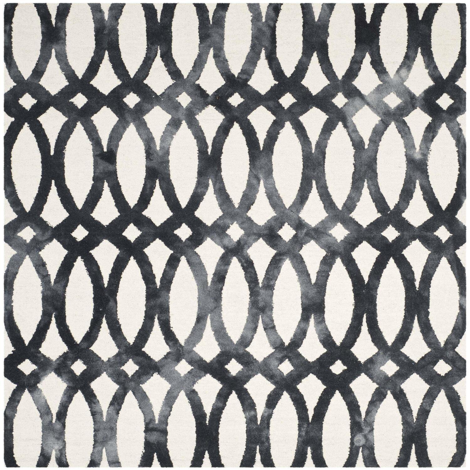 Dip Dye DDY675 Hand Tufted Area Rug - Ivory/Graphite - 7'x7' - Safavieh.