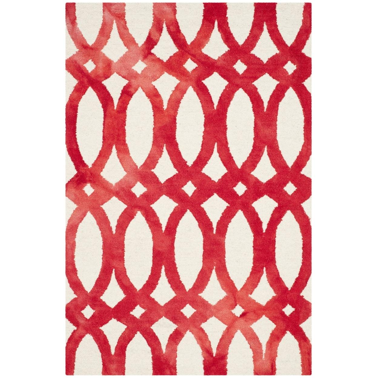 Dip Dye DDY675 Hand Tufted Area Rug - Ivory/Red - 4'x6' - Safavieh.