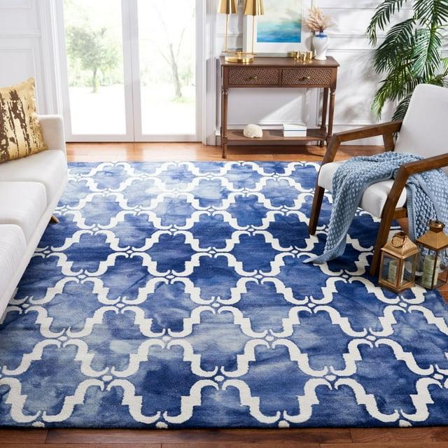 Dip Dye DDY536 Hand Tufted Indoor Area Rug - Navy/Ivory - 7'x7' - Safavieh