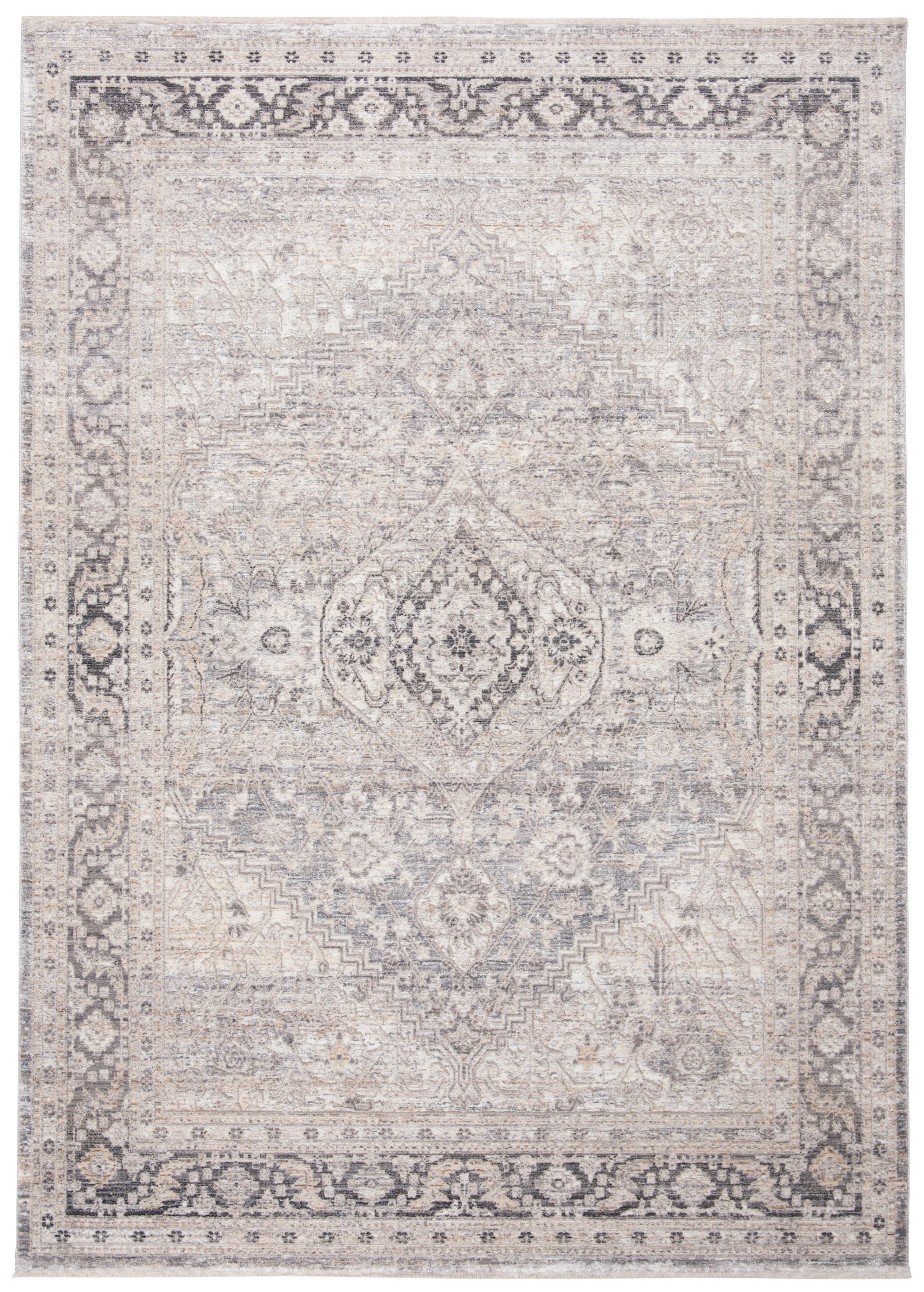 Grey and Ivory Hand-Knotted Wool Area Rug, 2'6" x 4'