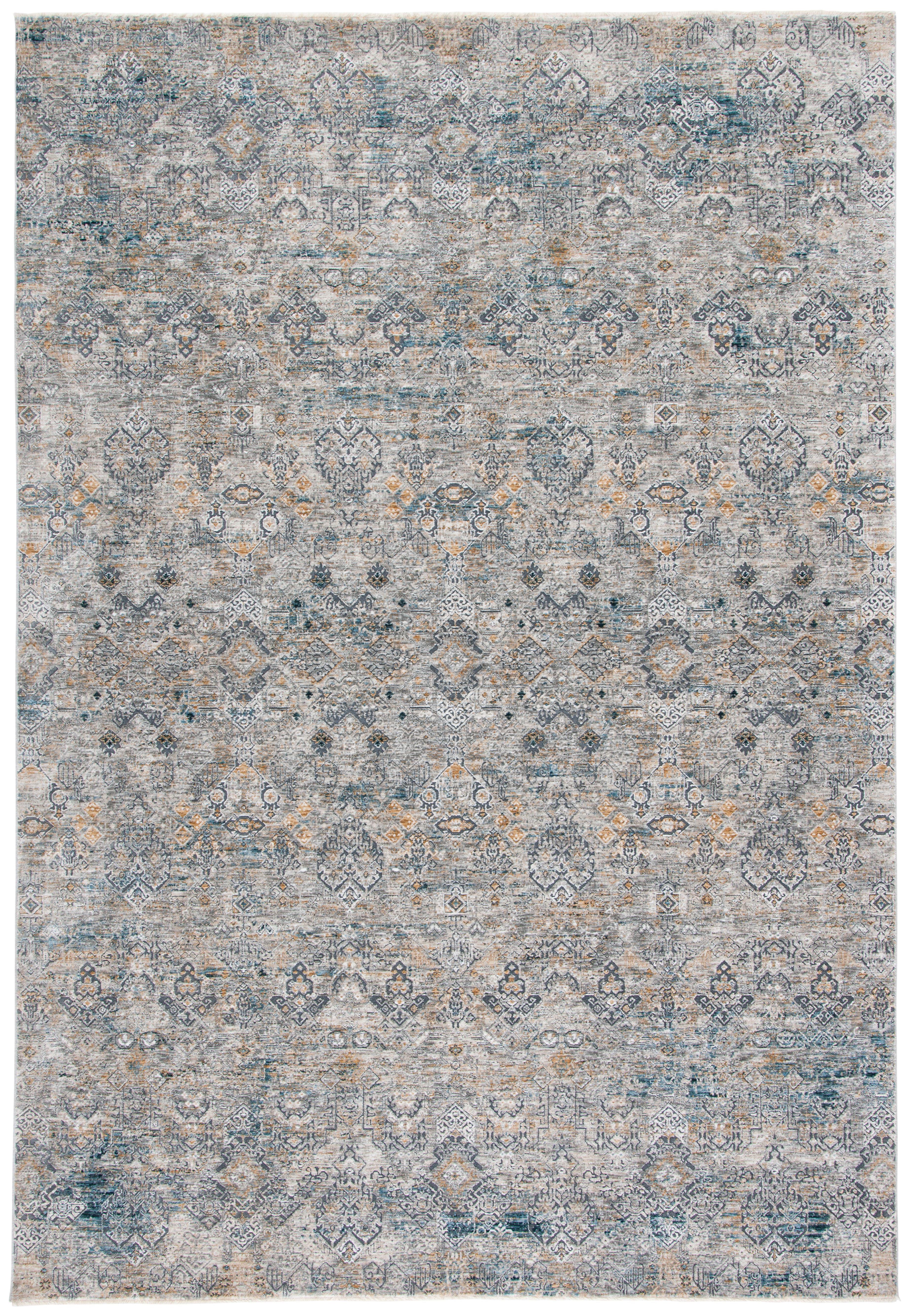 Gray and Gold Hand-Knotted Wool and Synthetic 9' x 12' Rug