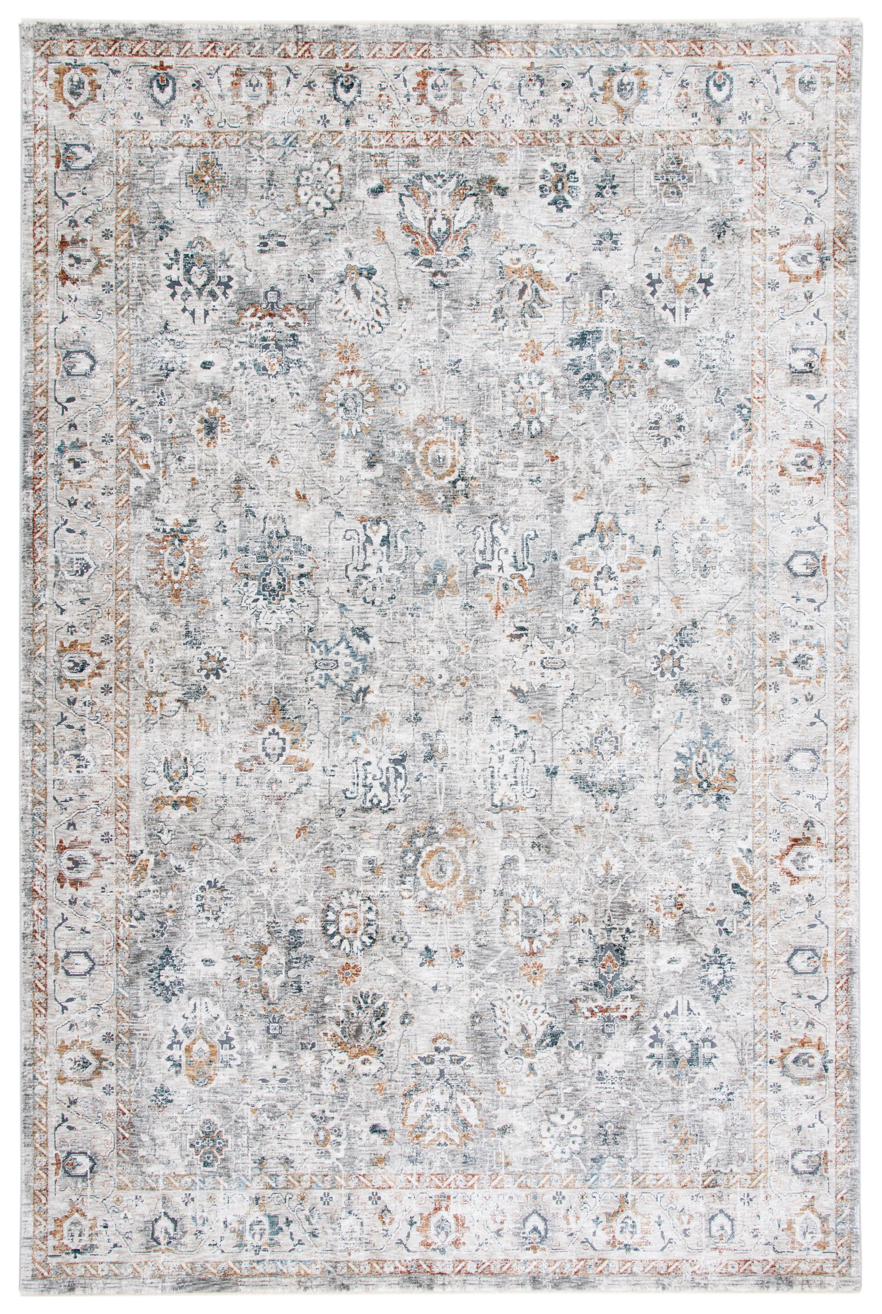 Ivory and Light Grey Rectangular Wool Area Rug, 4' x 6'